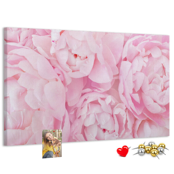 Tableau de liège Pivoines roses dans une teinte délicate.