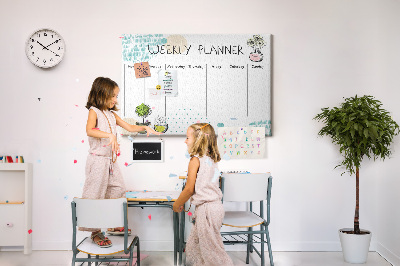 Tableau affichage liège Agenda hebdomadaire coloré avec des plantes