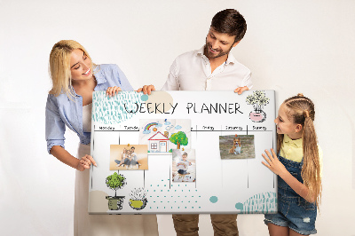 Tableau affichage liège Agenda hebdomadaire coloré avec des plantes