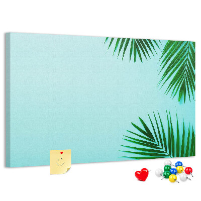 Tableau affichage liège Feuilles tropicales sur fond bleu