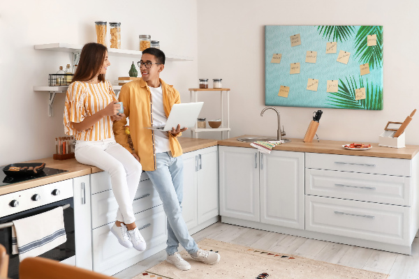 Tableau affichage liège Feuilles tropicales sur fond bleu