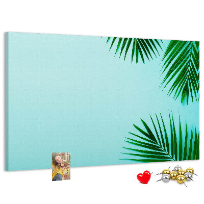 Tableau affichage liège Feuilles tropicales sur fond bleu