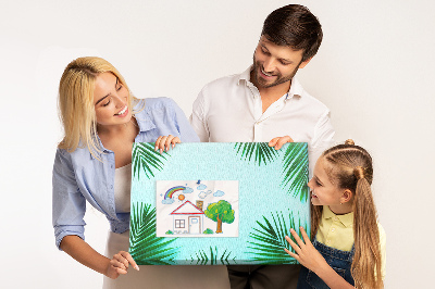 Tableau en liège Feuilles tropicales sur fond bleu