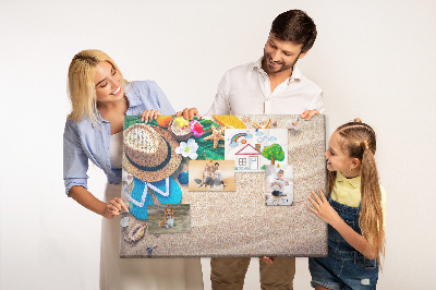 Tableau de liège Souvenirs d'été à la plage avec accessoires