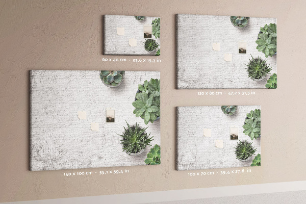 Tableau affichage liège Plantes en pot sur fond gris