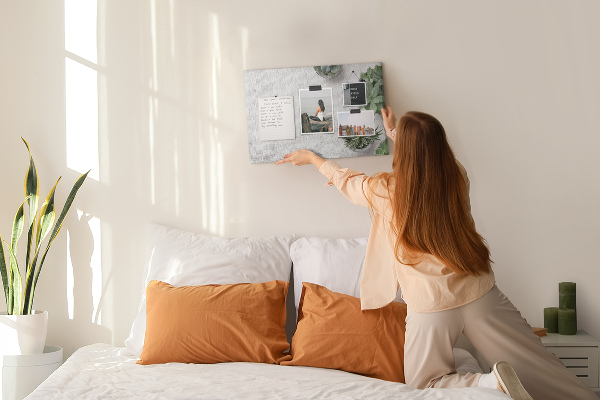 Tableau affichage liège Plantes en pot sur fond gris