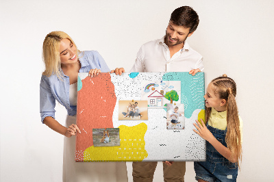 Tableau en liège Formes et motifs abstraits colorés.