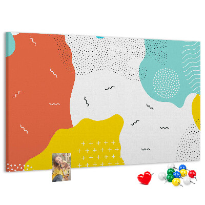 Tableau en liège Formes et motifs abstraits colorés.