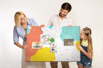 Tableau en liège Formes et motifs abstraits colorés.