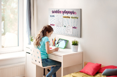Tableau affichage liège Agenda hebdomadaire avec des touches de couleur