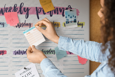 Tableau affichage liège Agenda hebdomadaire avec des touches de couleur