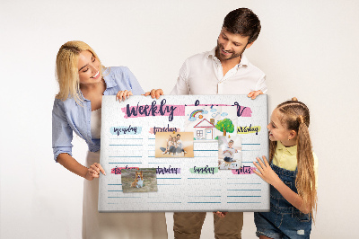 Tableau affichage liège Agenda hebdomadaire avec des touches de couleur