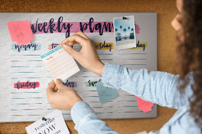 Tableau affichage liège Agenda hebdomadaire avec des touches de couleur