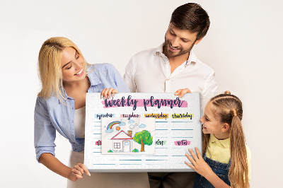 Tableau affichage liège Agenda hebdomadaire avec des touches de couleur