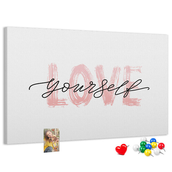 Tableau de liège L'amour de soi en couleurs pastel
