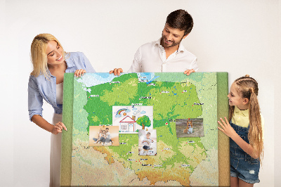 Tableau de liège Carte de la Pologne avec Varsovie indiquée