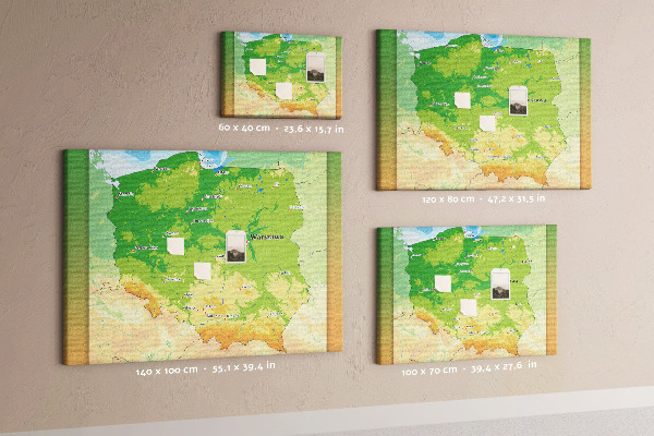 Tableau de liège Carte de la Pologne avec Varsovie indiquée
