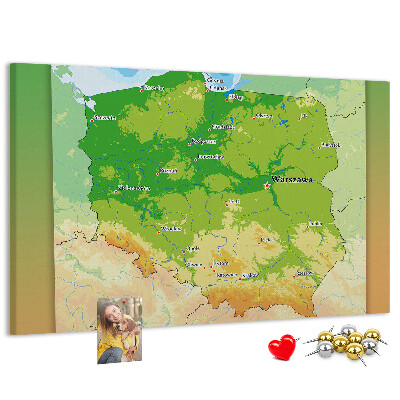 Tableau de liège Carte de la Pologne avec Varsovie indiquée