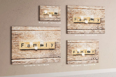 Tableau affichage liège Famille sur fond de planche en bois