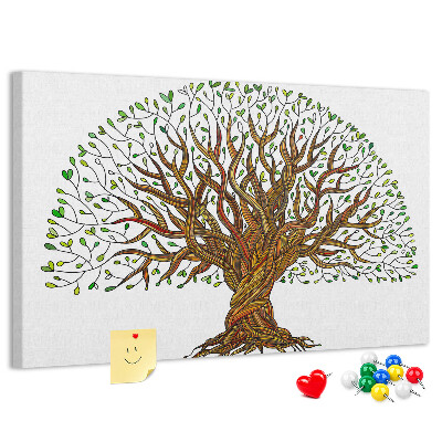 Tableau en liège Branches d'arbre entrelacées de feuilles