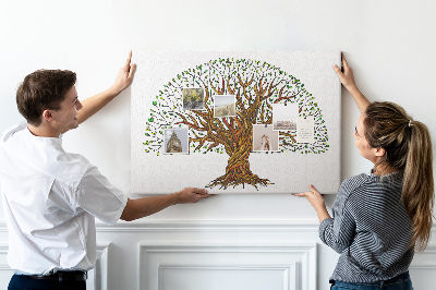Tableau en liège Branches d'arbre entrelacées de feuilles