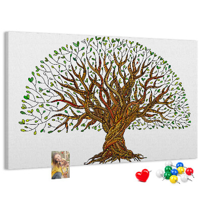 Tableau en liège Branches d'arbre entrelacées de feuilles