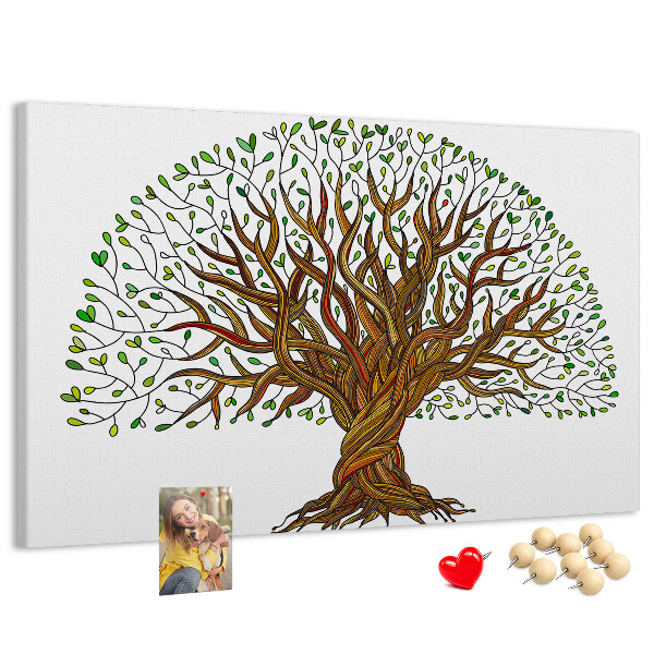 Tableau en liège Branches d'arbre entrelacées de feuilles