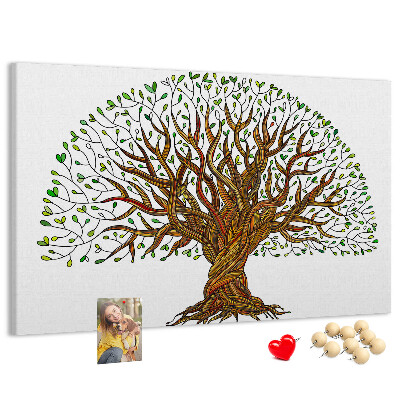 Tableau en liège Branches d'arbre entrelacées de feuilles