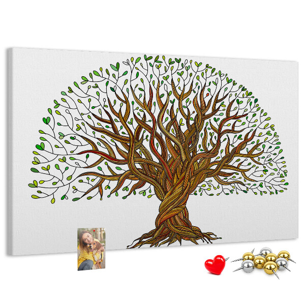 Tableau en liège Branches d'arbre entrelacées de feuilles