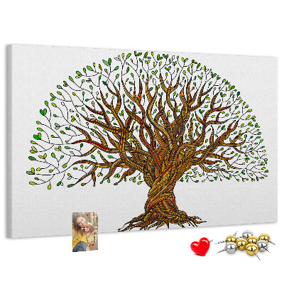 Tableau en liège Branches d'arbre entrelacées de feuilles