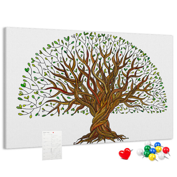 Tableau en liège Branches d'arbre entrelacées de feuilles