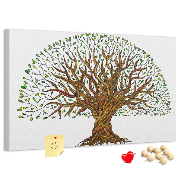 Tableau en liège Branches d'arbre entrelacées de feuilles