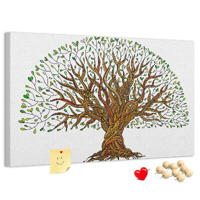 Tableau en liège Branches d'arbre entrelacées de feuilles