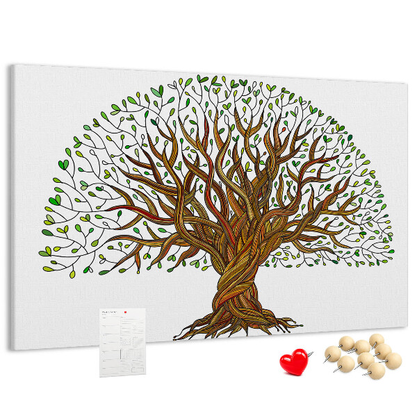 Tableau en liège Branches d'arbre entrelacées de feuilles