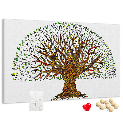 Tableau en liège Branches d'arbre entrelacées de feuilles
