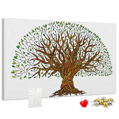 Tableau en liège Branches d'arbre entrelacées de feuilles