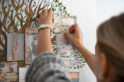 Tableau en liège Branches d'arbre entrelacées de feuilles
