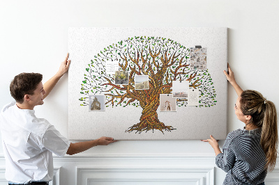 Tableau en liège Branches d'arbre entrelacées de feuilles
