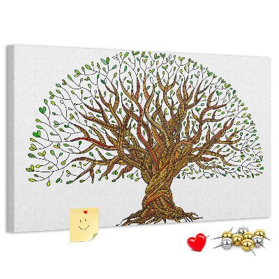 Tableau en liège Branches d'arbre entrelacées de feuilles
