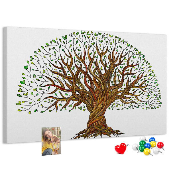 Tableau en liège Branches d'arbre entrelacées de feuilles
