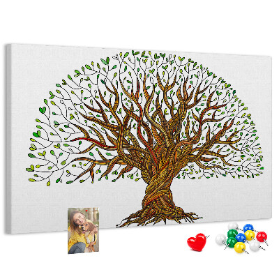 Tableau en liège Branches d'arbre entrelacées de feuilles