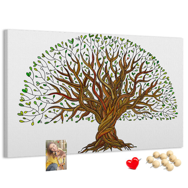 Tableau en liège Branches d'arbre entrelacées de feuilles