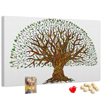 Tableau en liège Branches d'arbre entrelacées de feuilles