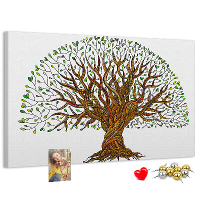 Tableau en liège Branches d'arbre entrelacées de feuilles