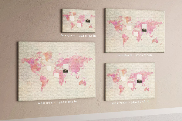 Tableau affichage liège Carte du monde pastel style aquarelle