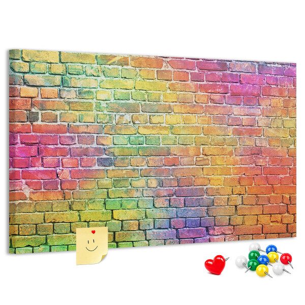 Tableau affichage liège Mur de briques colorées dans un arc-en-ciel