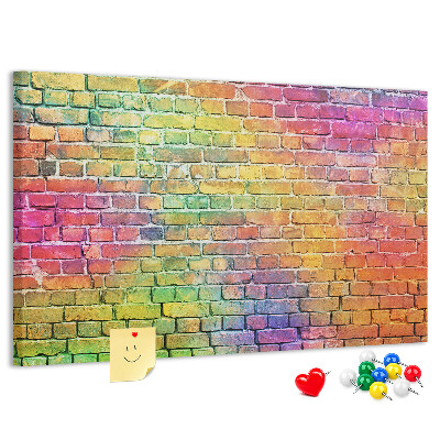 Tableau affichage liège Mur de briques colorées dans un arc-en-ciel