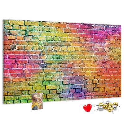 Tableau affichage liège Mur de briques colorées dans un arc-en-ciel