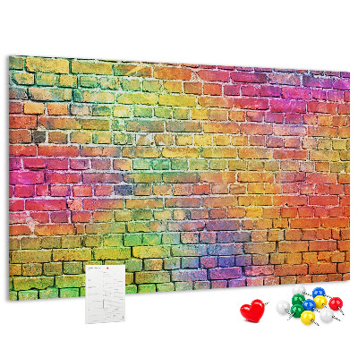 Tableau affichage liège Mur de briques colorées dans un arc-en-ciel