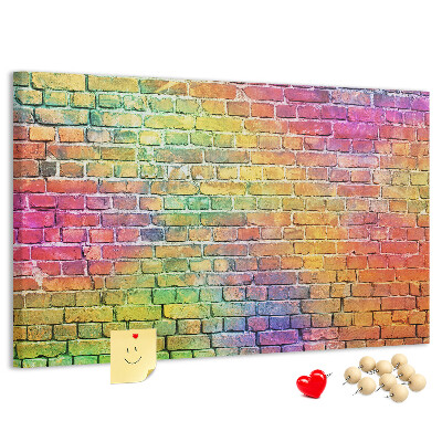 Tableau affichage liège Mur de briques colorées dans un arc-en-ciel